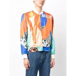 NEW BALLY silk graphic-print bomber jacket in multicolor